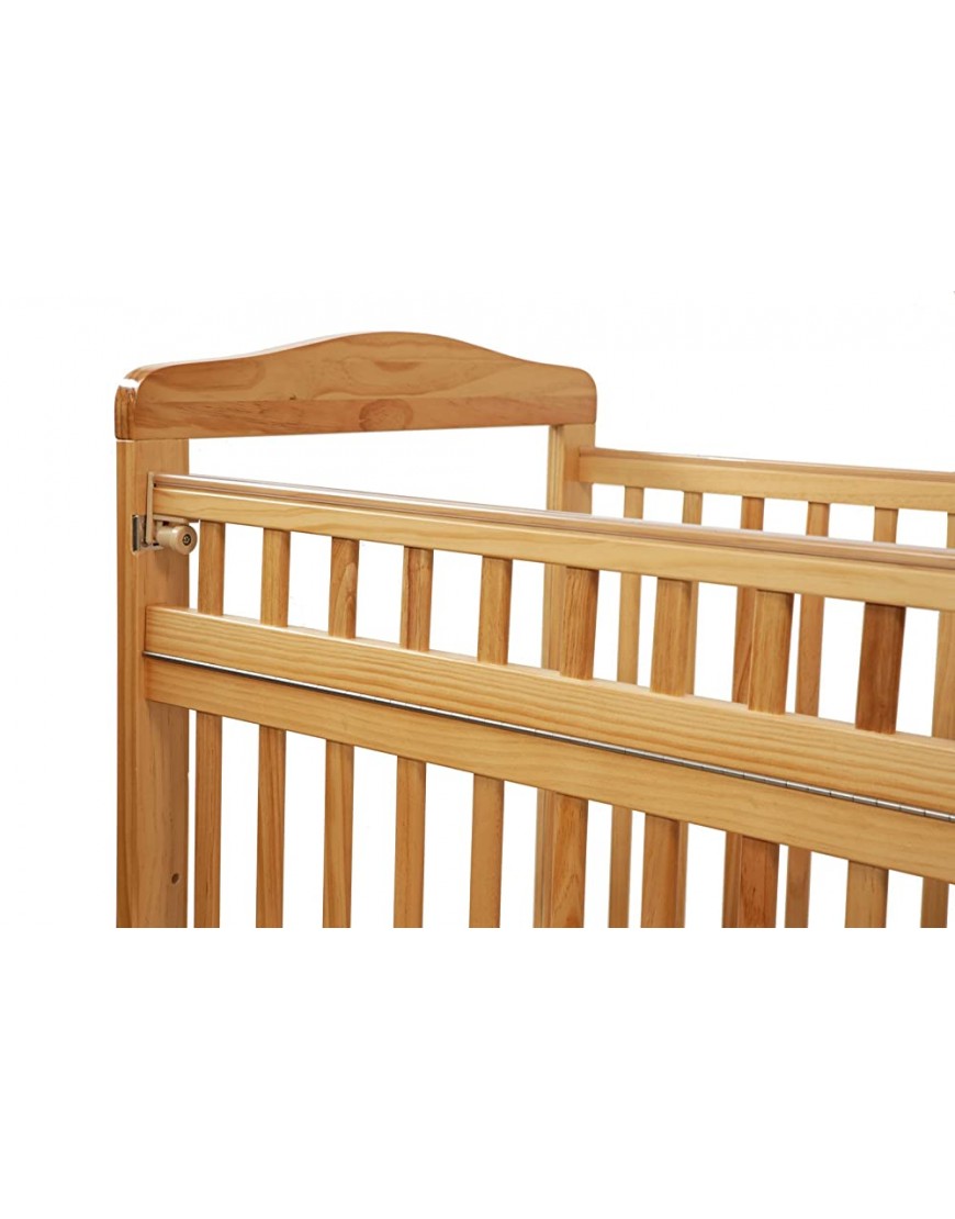LA Baby Compact Non-Folding Wooden Window Crib with Safety Gate Natural - B1HLQOLB2