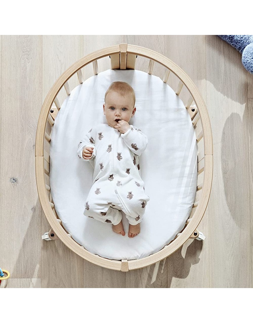 Stokke Sleepi Mini 4-in-1 Oval Crib Suitable for 0-6 Months Adjustable Stylish & Compact Optional Bed Extension to Fit Children Up to 10 Years - B332R6505