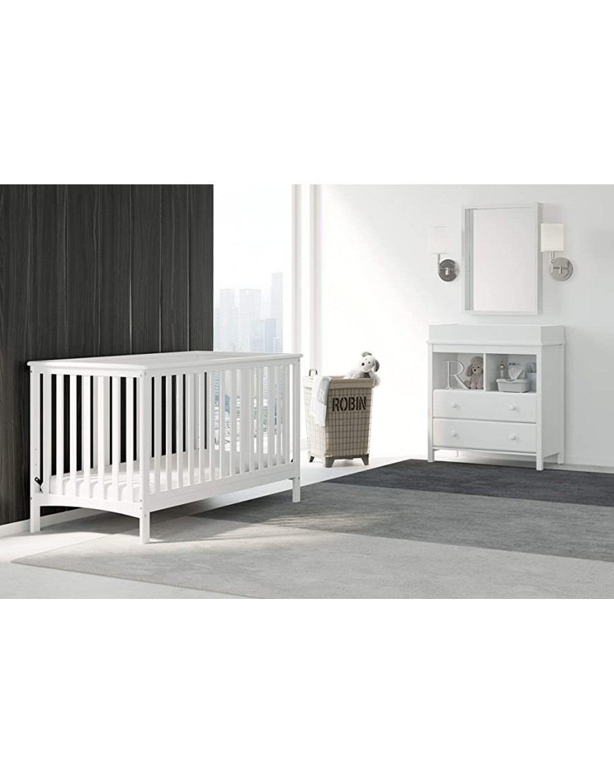 Storkcraft Hillcrest 5-in-1 Convertible Crib White – Converts from Baby Crib to Toddler Bed Daybed and Full-Size Bed Fits Standard Full-Size Crib Mattress Adjustable Mattress Support Base - BJRXDPW2J