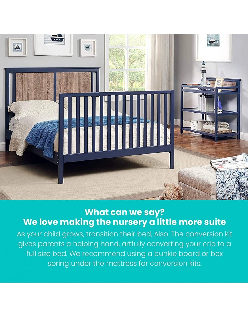 Suite Bebe Connelly Crib to Full Bed Conversion Kit Only Adjustable in Midnight Blue Quick Ship 27570-MBL Full Size Bed - BE2ODT1UX