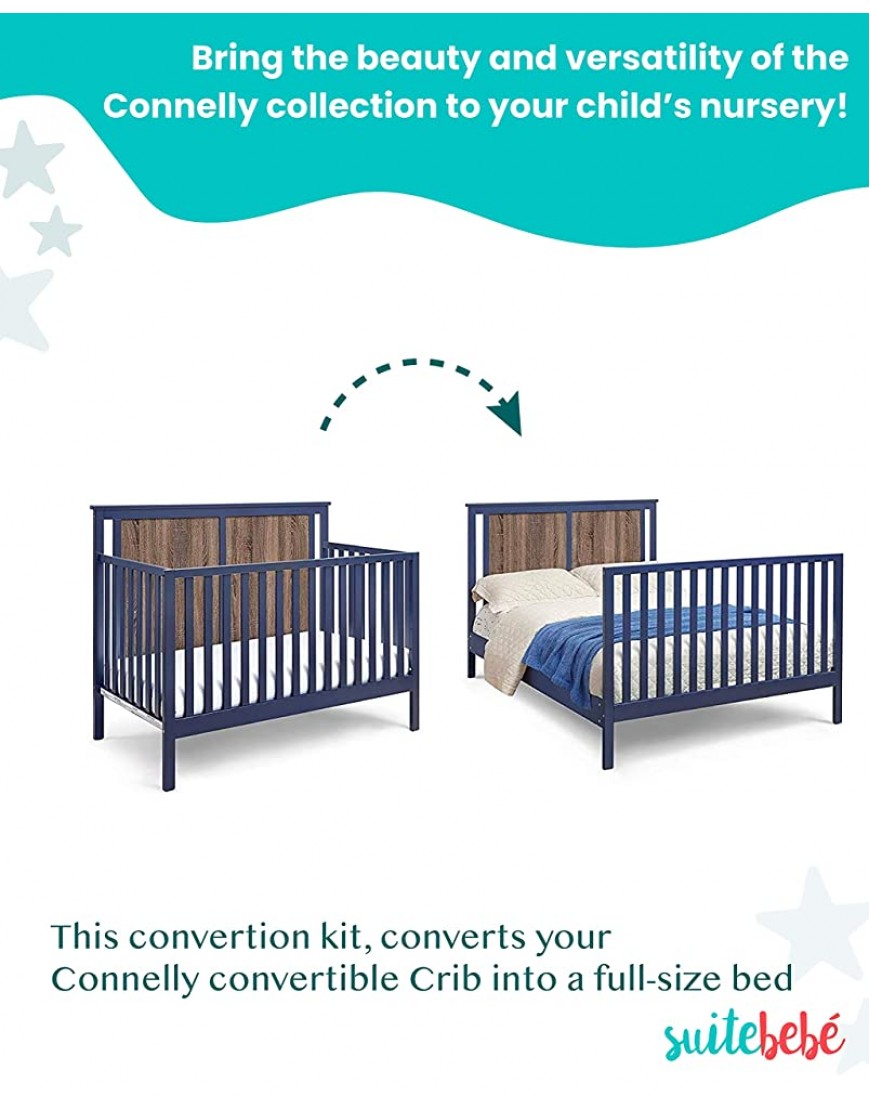Suite Bebe Connelly Crib to Full Bed Conversion Kit Only Adjustable in Midnight Blue Quick Ship 27570-MBL Full Size Bed - BE2ODT1UX