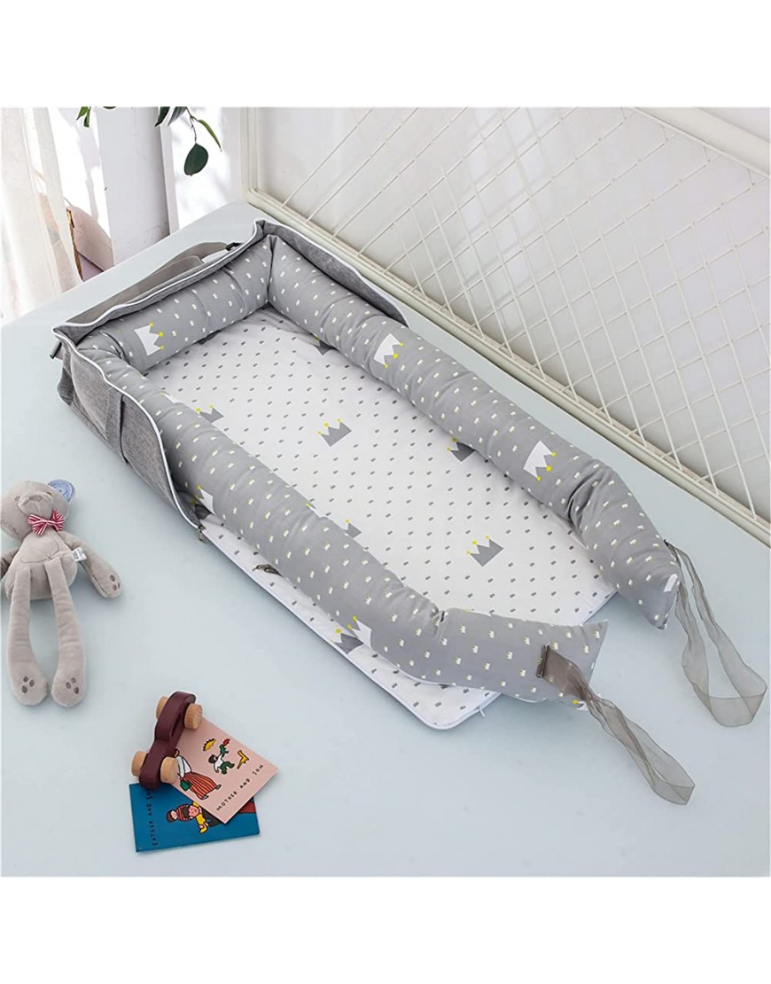 Abreeze Baby Nest Baby Bassinet Crown Grey Baby Lounger Co-Sleeping Baby Bed Baby Travel Baby Bed 100% Cotton Portable Crib for Bedroom Travel - BMW4X8WMV