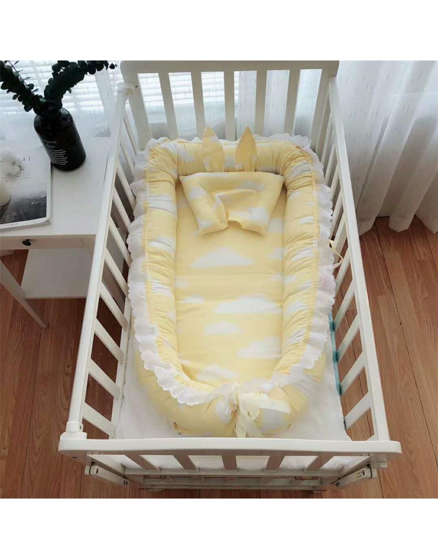 Abreeze Ruffled Baby Bassinet for Bed -Lemon Baby Lounger Breathable Baby Nest Sleeper Co-Sleeping Baby Bed 100% Cotton Portable Crib for Bedroom Travel - BWSPJ4QAZ