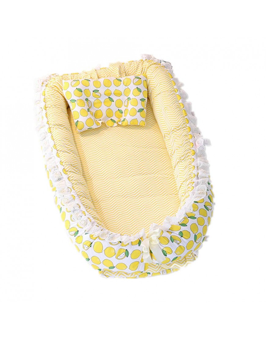 Abreeze Ruffled Baby Bassinet for Bed -Lemon Baby Lounger Breathable Baby Nest Sleeper Co-Sleeping Baby Bed 100% Cotton Portable Crib for Bedroom Travel - BWSPJ4QAZ