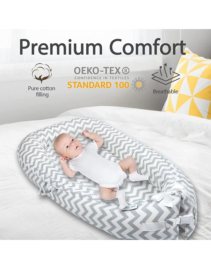 Baby Lounger and Baby Nest Perfect for Co Sleeping Baby Bassinet Soft Cosleeping Baby Bed Premium Quality and Suitable from 0-18 Months -Breathable & Hypoallergenic Portable CribGray - B8H9M749H