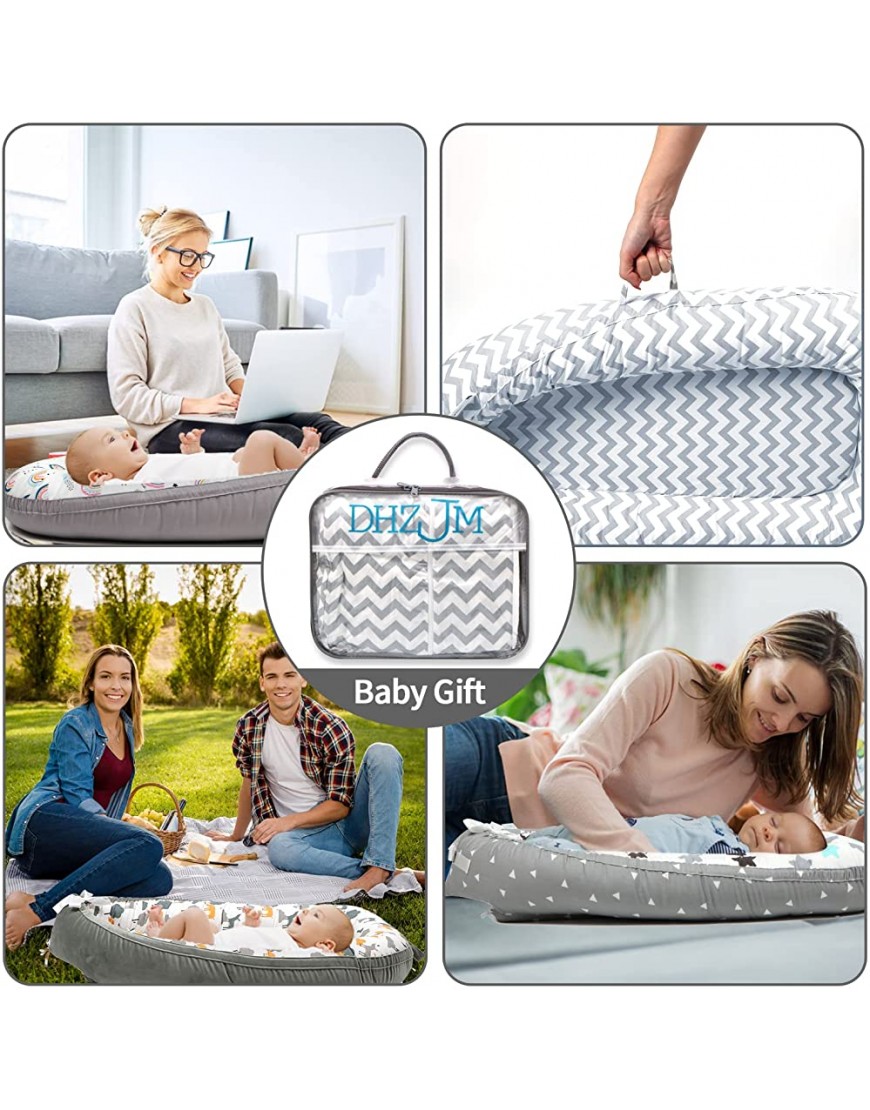 Baby Lounger and Baby Nest Perfect for Co Sleeping Baby Bassinet Soft Cosleeping Baby Bed Premium Quality and Suitable from 0-18 Months -Breathable & Hypoallergenic Portable CribGray - B8H9M749H