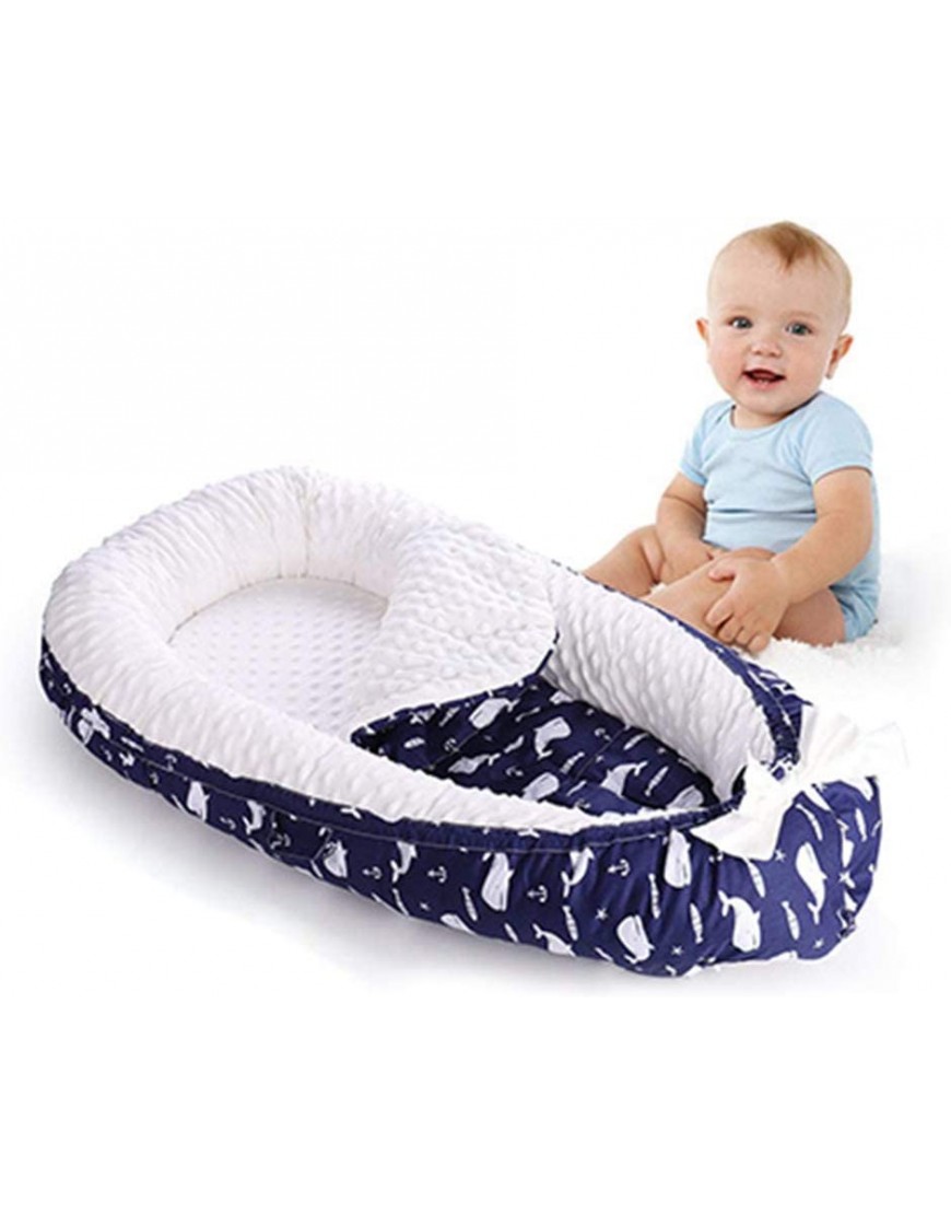 Baby Lounger Baby Nest 100% Soft Cotton Newborn Lounger Perfect for Co Sleeping Portable Crib Baby Bed Bassinet Snuggle Bed for Travel Suitable for 0-12 Months Whale Elephant - BQ5SRWK5X