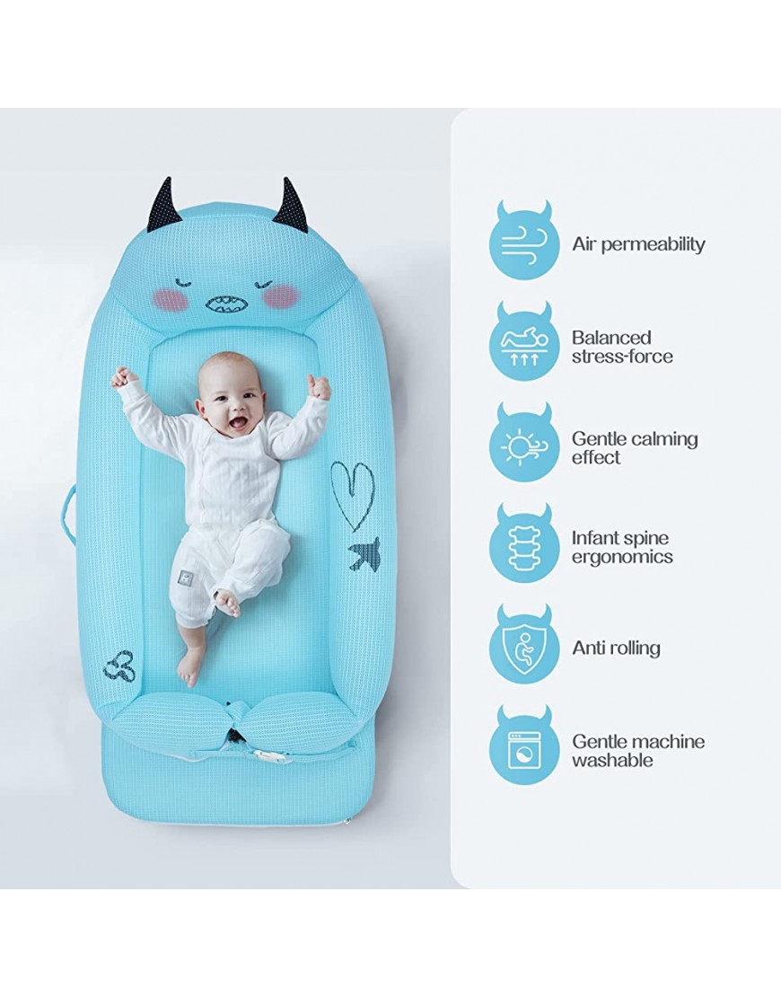Baby Lounger Inflatable Baby Nest for Co-Sleeping Portable Breathable Cosleeper for Baby Crib Baby Bed & Bassinets 0-24 Months Newborn Essentials Must Haves - BC7D1R7UH