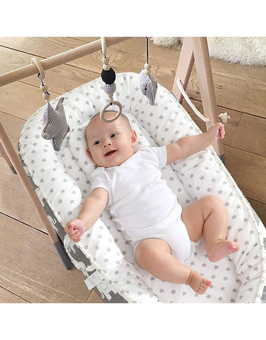 Baby Nest Baby Lounger Co Sleeping Baby Bed Portable Crib with Pillow Newborn Lounger Nest for Napping and Traveling Suitable for 0-12 Months Elephant - BHON15OQL