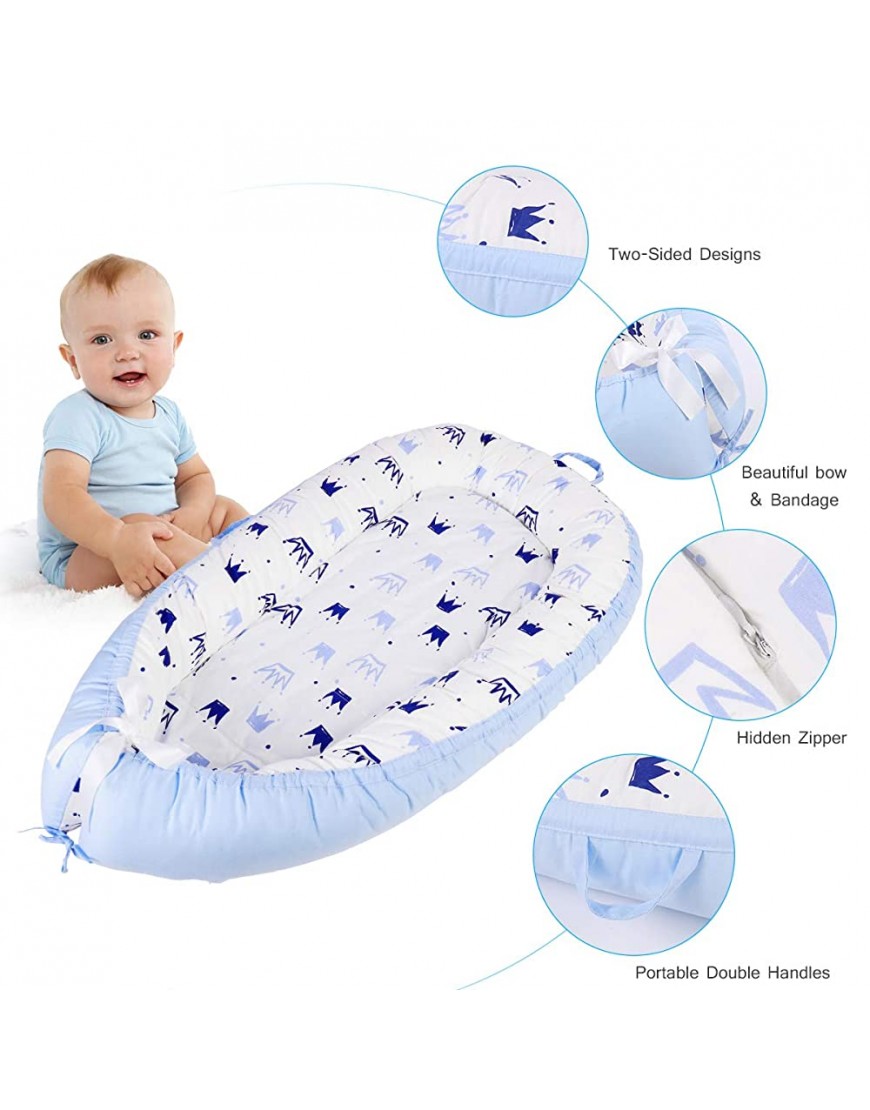 Baby Nest Newborn Infant Nest Bed Lounger Co Sleeping Bassinet Detachable Washable 100% Soft Cotton Baby Snuggle Bed Sleeping Lounger for 0-24 Month Baby Gift BY2031 - BPY913B5Q