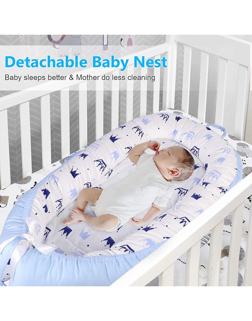 Baby Nest Newborn Infant Nest Bed Lounger Co Sleeping Bassinet Detachable Washable 100% Soft Cotton Baby Snuggle Bed Sleeping Lounger for 0-24 Month Baby Gift BY2031 - BPY913B5Q