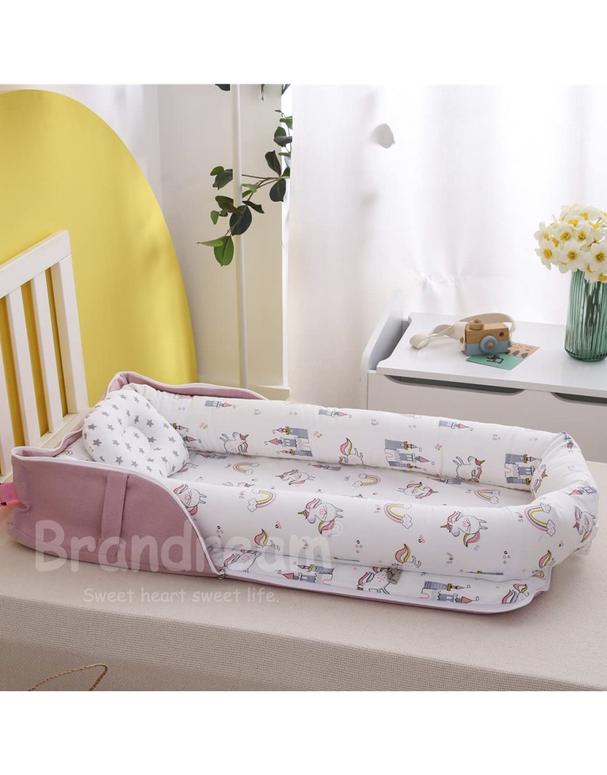 Brandream Baby Nest Bed Castle Unicorn Newborn Lounger Girls Pink White Protable Crib Co Sleeping Sharing Bed for Travel Bedroom - B2N6SE86M