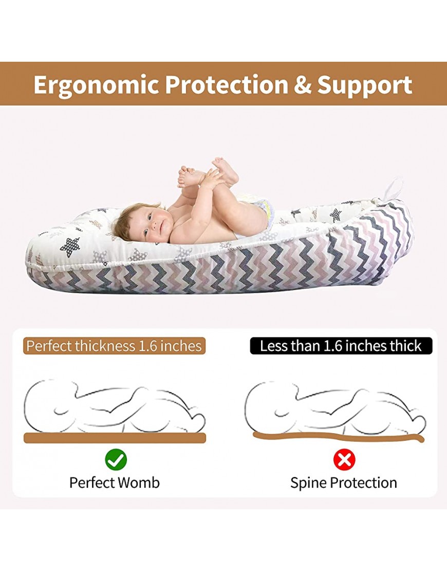 Cokouchyi Premium Baby Nest Made of 100% Natural Cotton Baby Lounger for Newborn Suitable for 0-24 Months Machine Washable Newborn Lounger Little Stars - BPUF0Q4B9