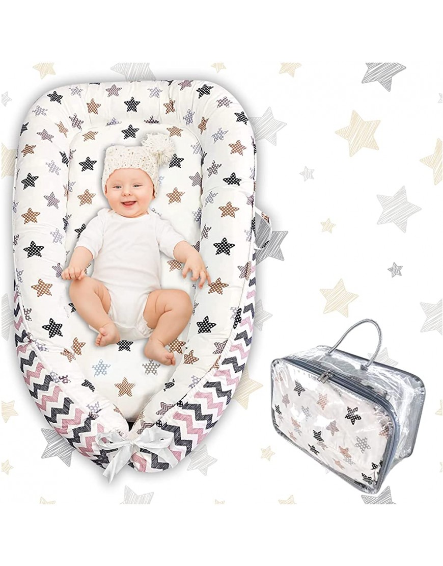 Cokouchyi Premium Baby Nest Made of 100% Natural Cotton Baby Lounger for Newborn Suitable for 0-24 Months Machine Washable Newborn Lounger Little Stars - BPUF0Q4B9
