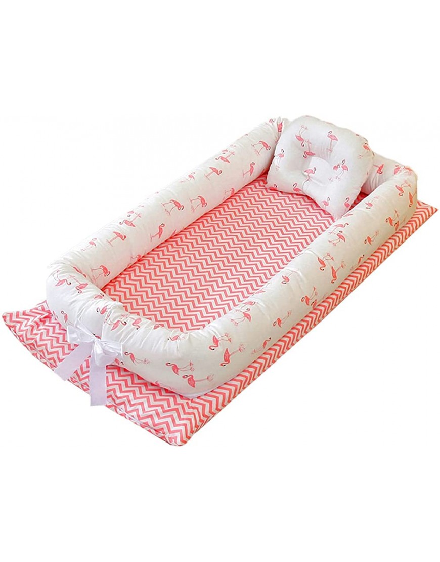 DWJ Baby Nest Plush Portable Baby Bed Newborn Crib Babies Lounger for Co Sleeping Detachable Infant Bassinet Snuggle Mattress Floor Seat Flamingo - BUWRV2PTF