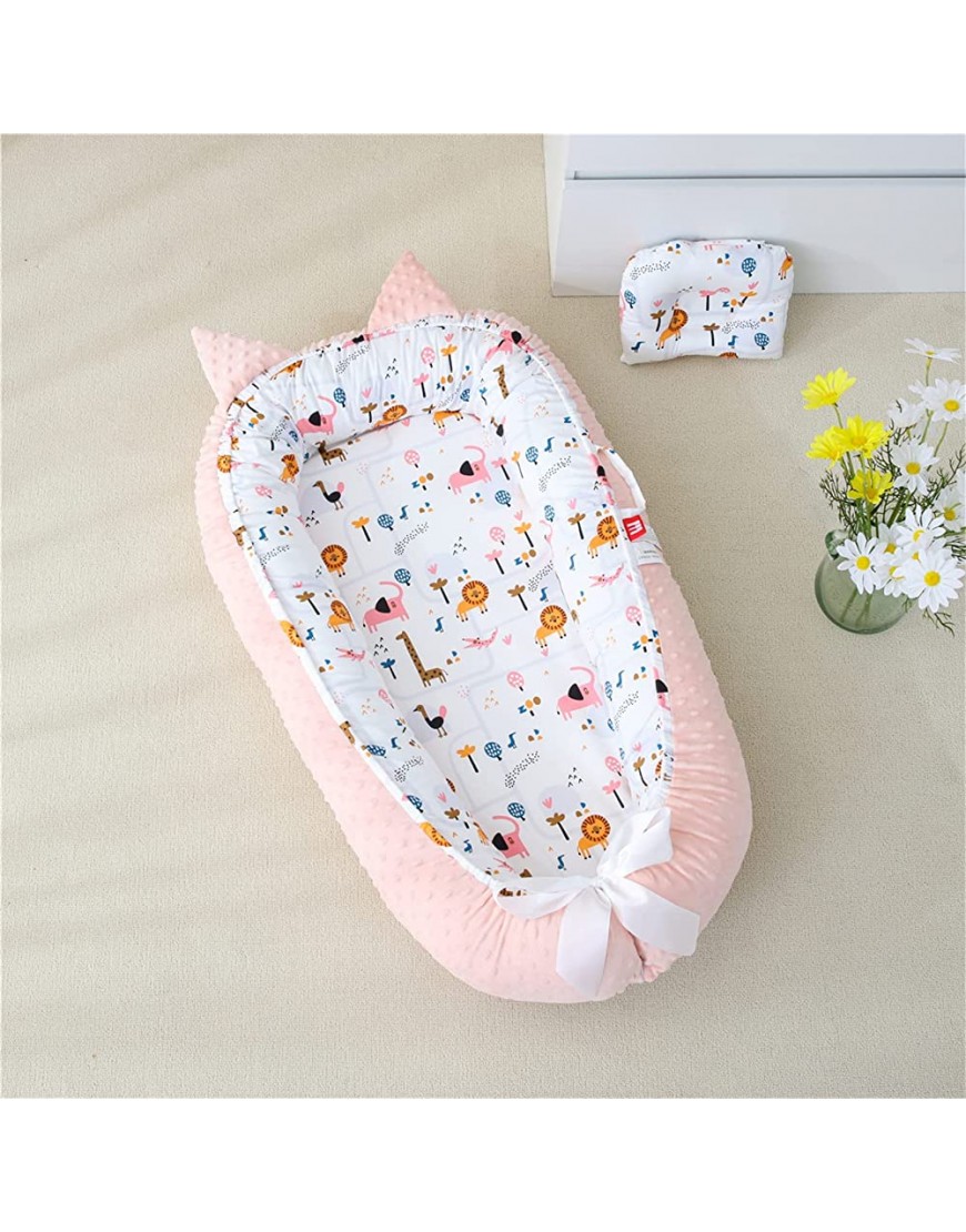DWJ Baby Nest Plush Portable Baby Bed Newborn Crib Babies Lounger for Co Sleeping Infant Bassinet Snuggle Mattress Floor Seat with Pillow Lion - BM02MGERQ