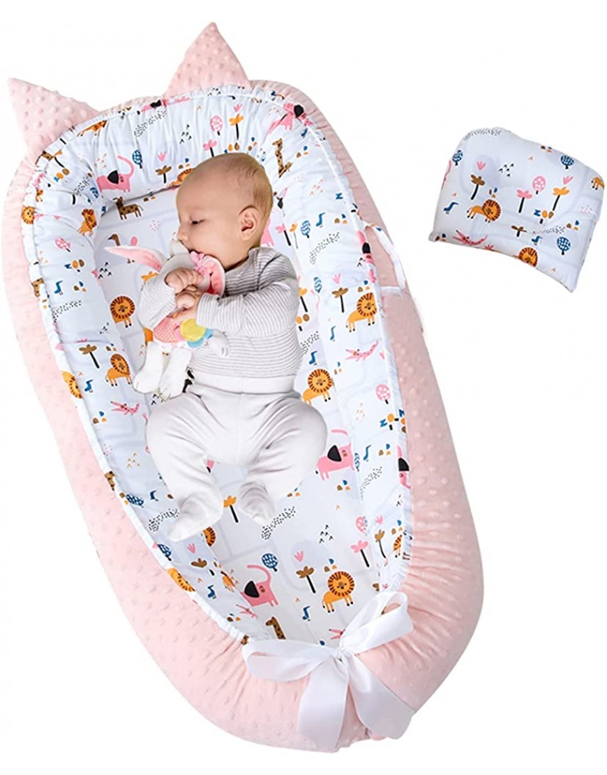 DWJ Baby Nest Plush Portable Baby Bed Newborn Crib Babies Lounger for Co Sleeping Infant Bassinet Snuggle Mattress Floor Seat with Pillow Lion - BM02MGERQ