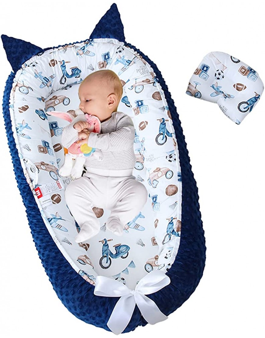 DWJ Baby Nest Plush Portable Baby Bed Newborn Crib Babies Lounger for Co Sleeping Infant Bassinet Snuggle Mattress Floor Seat with Pillow Plane - B0RCOGKX4