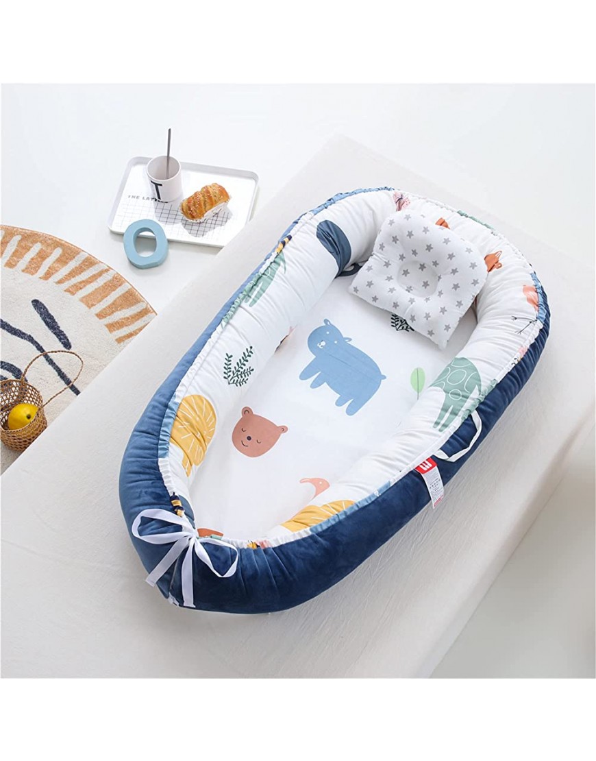 DWJ Baby Nest Portable Baby Bed Newborn Crib Babies Lounger for Co Sleeping Adjustable Infant Bassinet Snuggle Mattress Floor Seat for 0-12 Months Animals - BR2XU6Q09