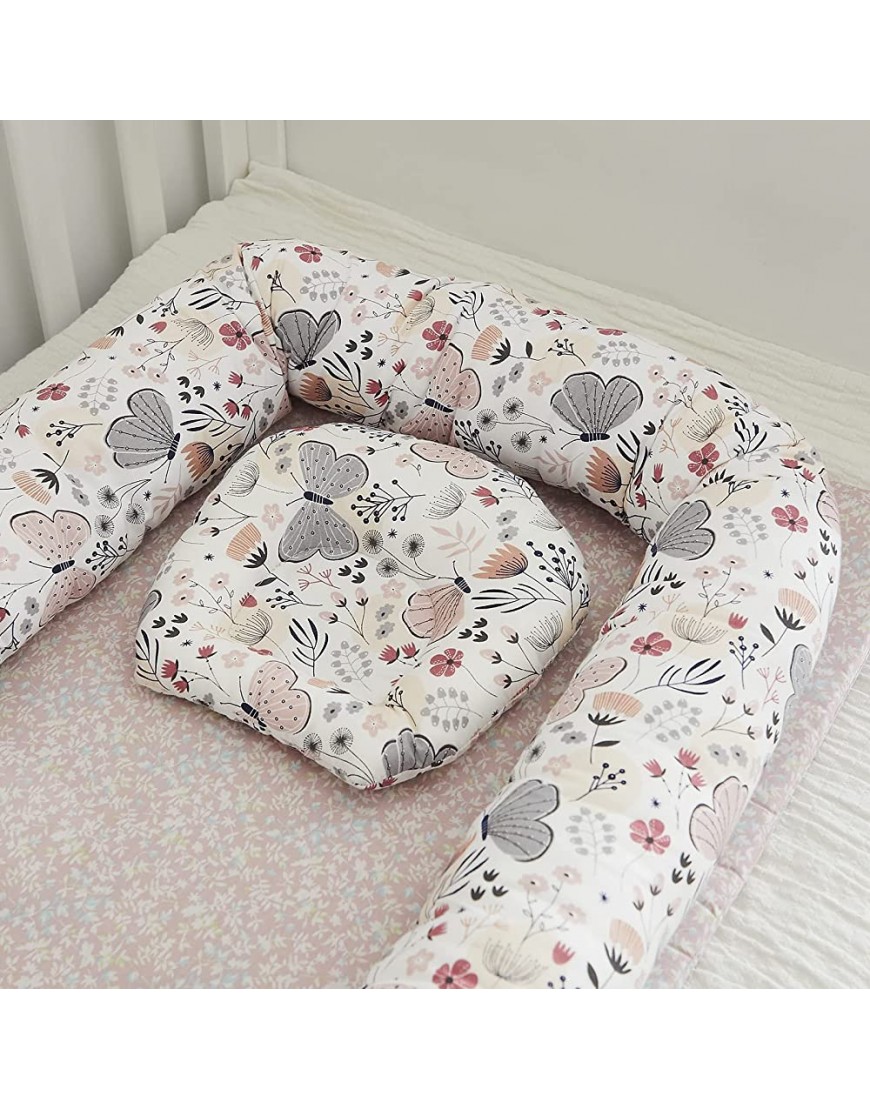 DWJ Baby Nest Travel Portable Baby Bed Newborn Crib Babies Lounger for 0-24 Months Baby Co Sleeping Cotton Infant Bassinet Snuggle Mattress Floor Seat Pink Butterfly - BXAOLPMOZ