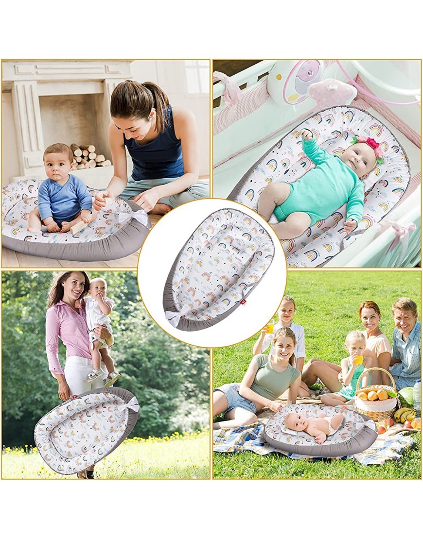 DWJ Baby Nest Travel Portable Baby Bed Newborn Crib Babies Lounger for Co Sleeping Infant Bassinet Snuggle Mattress Floor Seat for 0-12 Months Rainbows - BA0LT8C9I