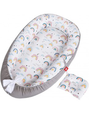 DWJ Baby Nest Travel Portable Baby Bed Newborn Crib Babies Lounger for Co Sleeping Infant Bassinet Snuggle Mattress Floor Seat for 0-12 Months Rainbows - BA0LT8C9I