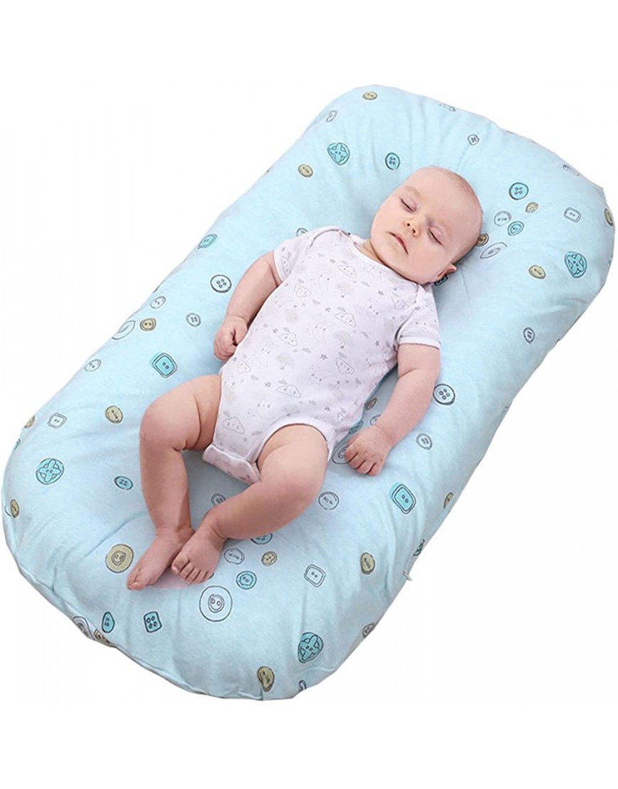 DWJ Travel Portable Baby Bed Newborn Crib Babies Lounger for Co Sleeping Infant Bassinet Snuggle Mattress Floor Seat Blue 33.4 x 17.7 Inch - BHBWTOZIU