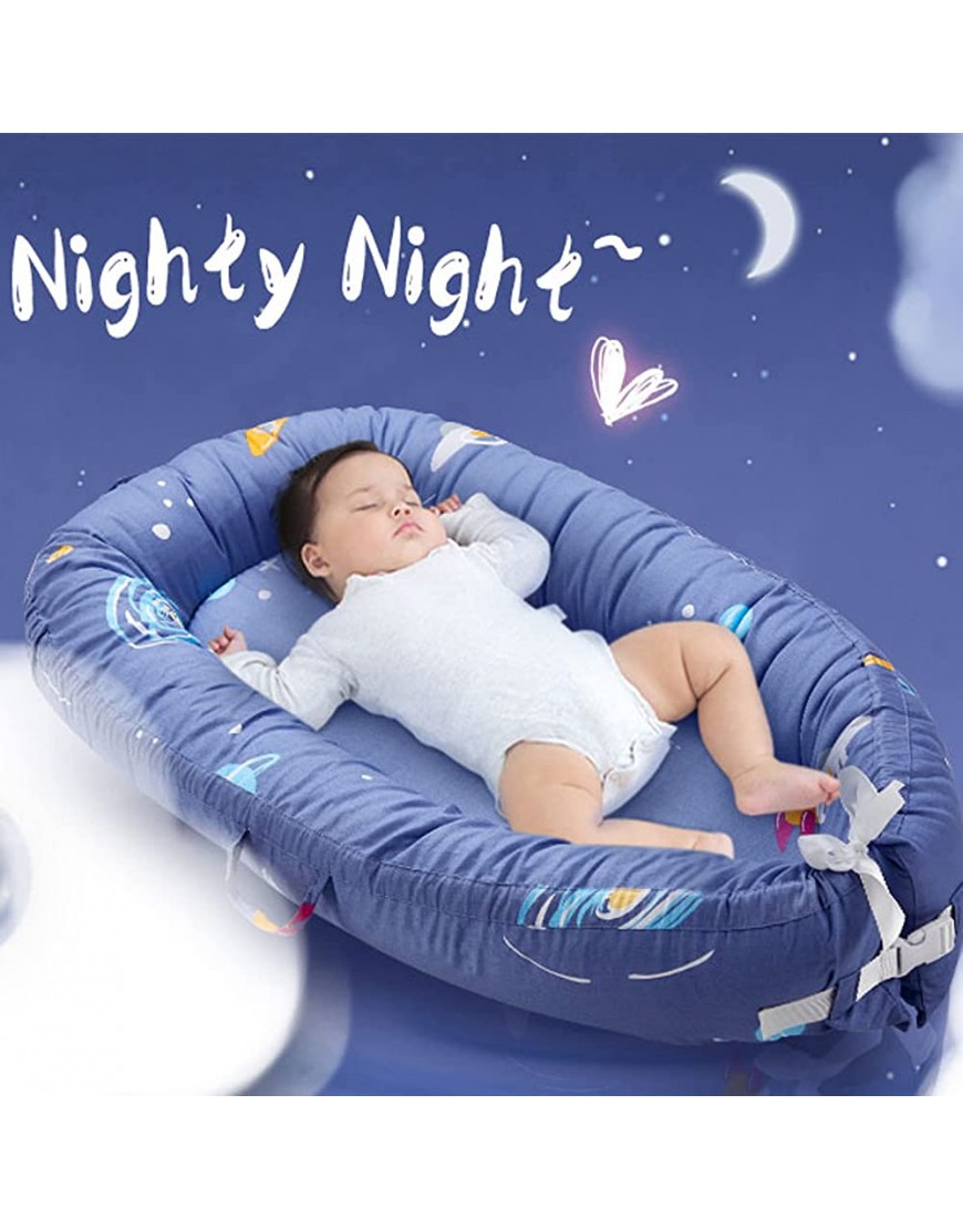 LOAOL Baby Lounger Baby Nest for Co Sleeping Ultra Soft and Breathable Portable Newborn Lounger Adjustable Mattress Crib Bassinet Outer Space Rocket Blue Baby Essentials Must Haves - BB381Q8LP