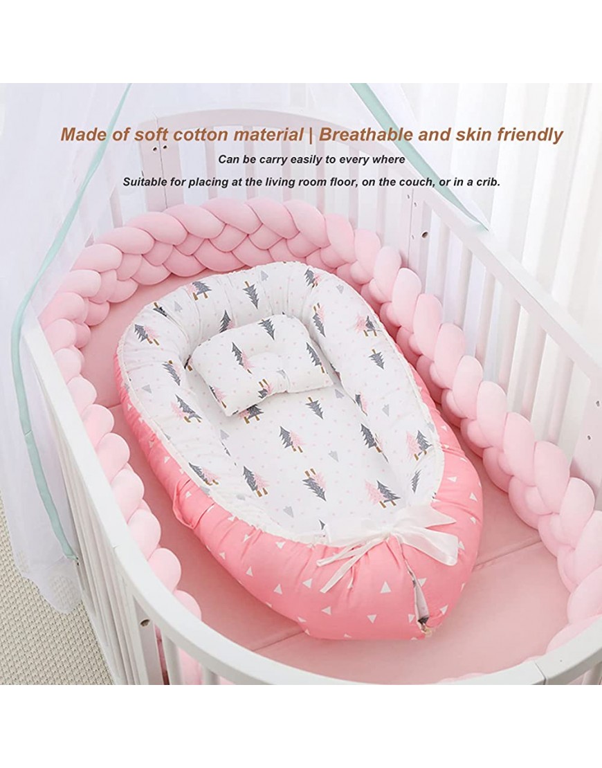 Newborn Lounger Uterus Shape Breathable Baby Portable Lounger Prevent Rolling Soft Cotton for Daily Use - B39CXUQAX
