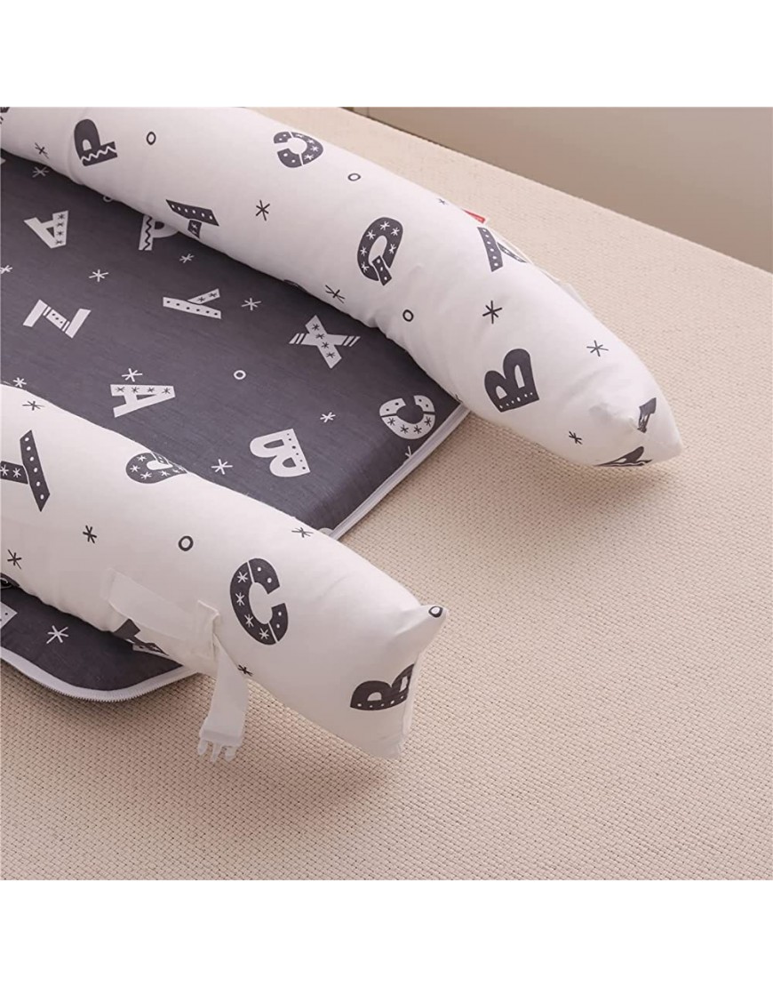 Portable Baby Lounger Folding Newborn Cotton Crib Washable Detachable Anti-roll Co-Sleeping Bed with Pillow Bumper for Travel Bedroom Outdoor 33.5 * 17.7 * 4.7in - BDQ5B031P
