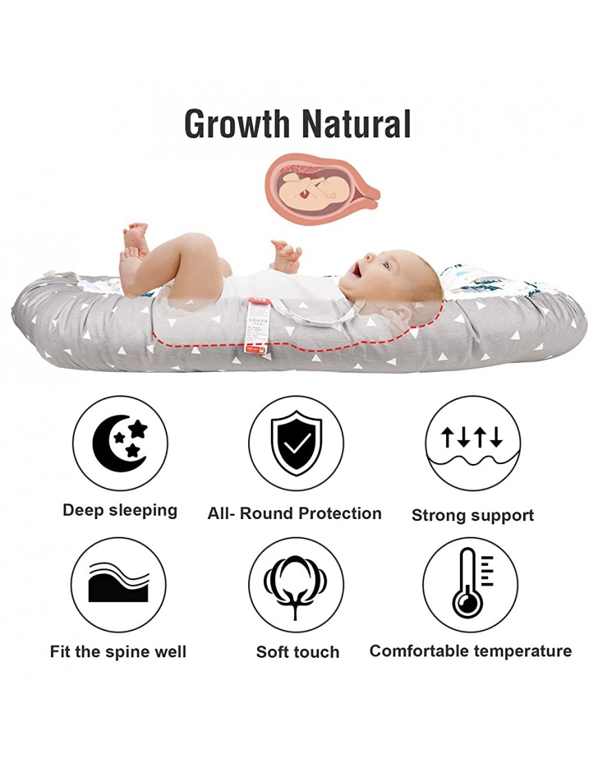 SMTTW Baby Nest Baby Lounger Co Sleeping Bassinet for Baby Newborn Lounger 100% Soft Cotton Breathable with Baby Pillows for Sleeping Portable Bassinet as Baby Shower Gifts Elephant - BCUJ2BH2W