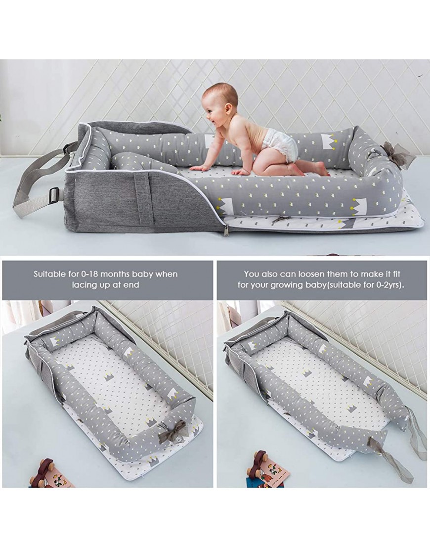 SOONHUA Baby Lounger,Baby Nest with Pillow Folding Newborn Crib Infant Cotton Co-Sleeping Bassinet Newborn Mattress Sleeping Baby Bed for Cuddling Lounging Co Sleeping Napping and Travel - BG12YP4OI