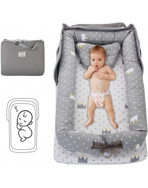 SOONHUA Baby Lounger,Baby Nest with Pillow Folding Newborn Crib Infant Cotton Co-Sleeping Bassinet Newborn Mattress Sleeping Baby Bed for Cuddling Lounging Co Sleeping Napping and Travel - BG12YP4OI