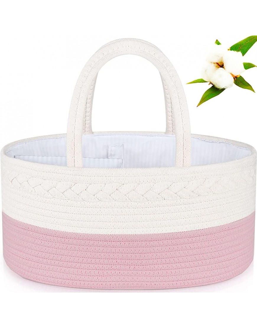ABenkle Baby Diaper Caddy Organizer Nursery Storage Bin Bag Basket for Diaper and Baby Wipes Girls Gift for Baby ShowerPink - BK2R58IOU
