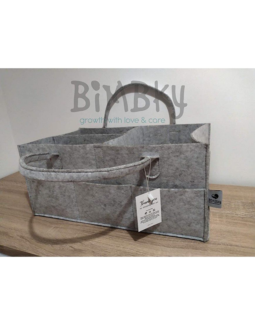 BiMBKy Baby Diaper Caddy Grey Large Nursery Storage Organizer Basket For Changing Table and Car Essential Practical Modern And Eco Friendly 16”x10”x7” - B8P5JXV91