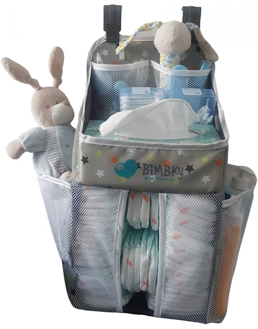 BiMBKy Hanging Diaper Caddy Organizer Grey Stacker For Crib Nursery Storage For Changing Table Practical And Ideal For Newborn Boy And Girl – 17’’ x 10’’ x 10’’ - BHBEF1O2L