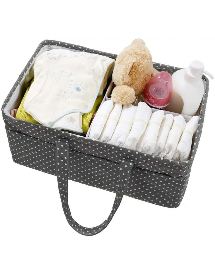 blitzlabs Baby Diaper Caddy Organizer Basket Bags Foldable Tote Diaper Caddy Bag for Newborn Infant Baby Gifts Bath Car Travel- Nursery Organizer Grey Large - BC4WH7L65