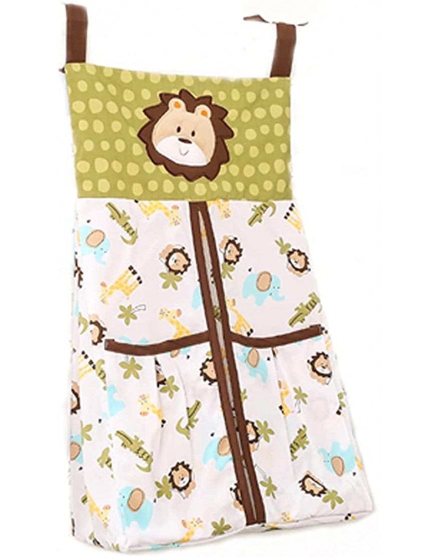 Green Lion Nursery Diaper Stacker 1 PC Embroidery Animal Diaper Hanging Bag for Baby Boy Green Lion - BWKMPA87B