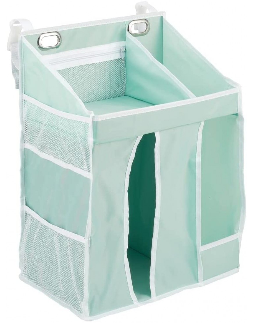 mDesign Nursery Organizer and Hanigng Baby Diaper Caddy Diaper & Nursery Organization Storage for Baby Essentials Hangs on Crib Changing Table or Wall. Store Wipes Lotion Toys Powder Mint - BYL0C4A5C