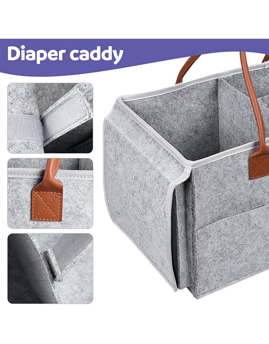 PAPERKIDDO Baby Diaper Caddy Organizer with Changing Table 2 in 1 Portable Felt Nursery Storage Bin and Car Organizer for Diapers Baby Wipes and Toys - B3B4CYLA4