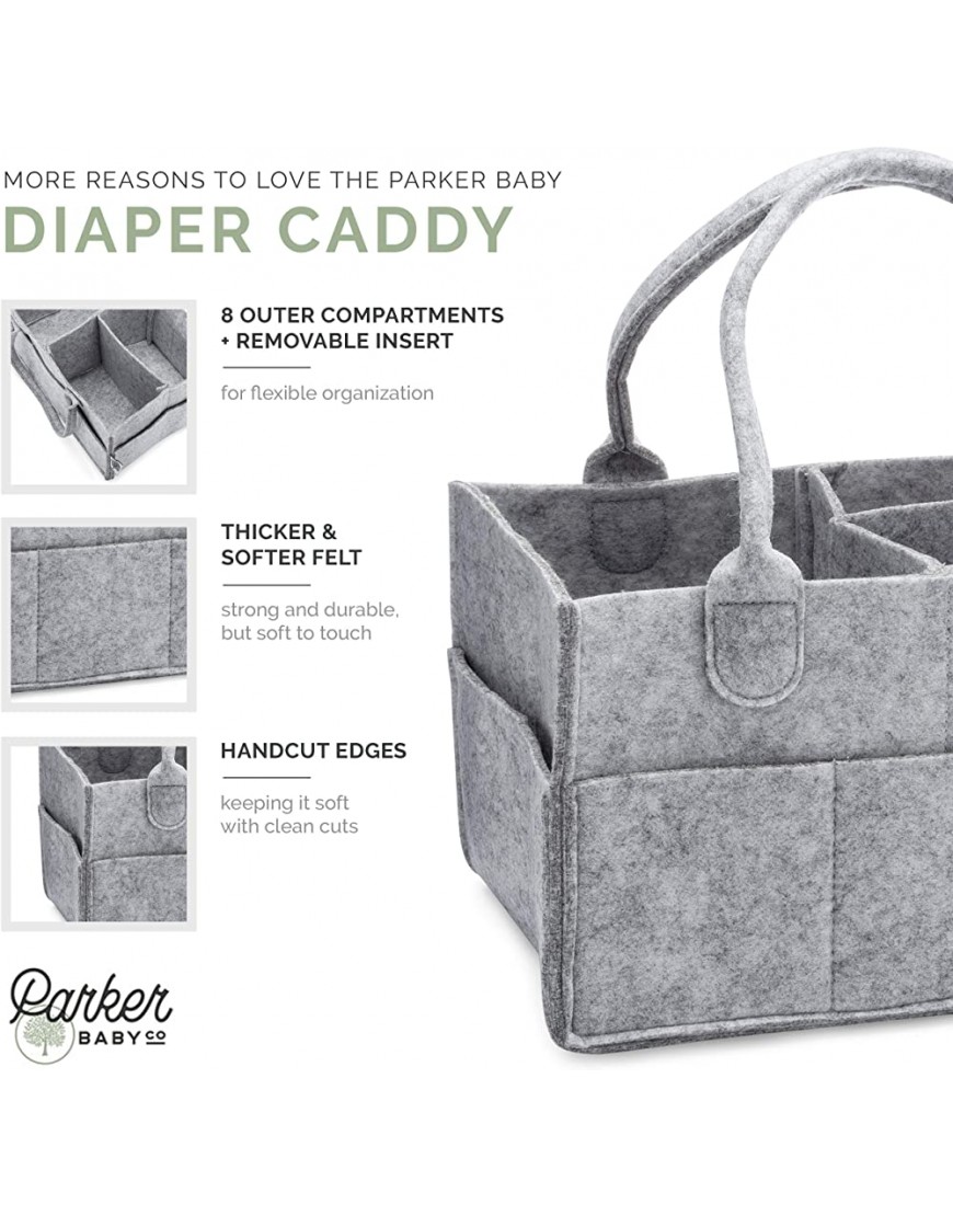 Parker Baby Diaper Caddy Nursery Storage Bin and Car Organizer for Diapers and Baby Wipes Grey - BUFD0XDGS