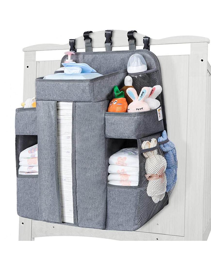 XL Hanging Diaper Caddy Organizer for Changing Table Crib Diaper Organizer for Baby Stuff Pack n Play Nursery Organizer Baby Accessories for Newborn Baby Shower GiftsGrey - BVU1Y6NVN