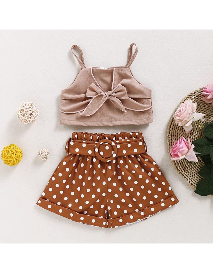 Baby Girl's 2 Piece Outfits Boho Dot Print Sleeveless Crop Tank Top Shorts Set - B7UICG0C2