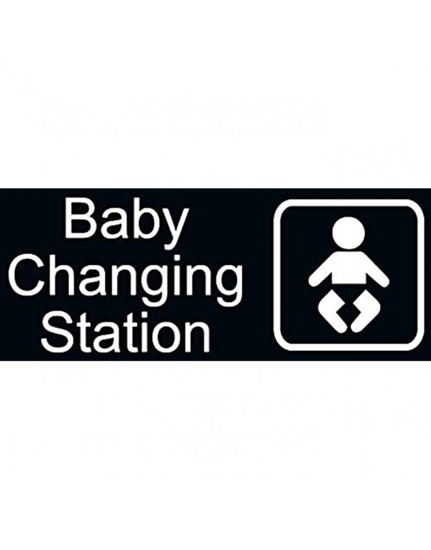 New Baby Changing Station Sign 8 x 3 in with English and Symbol Black for Men Women Unisex - B431OL4YU