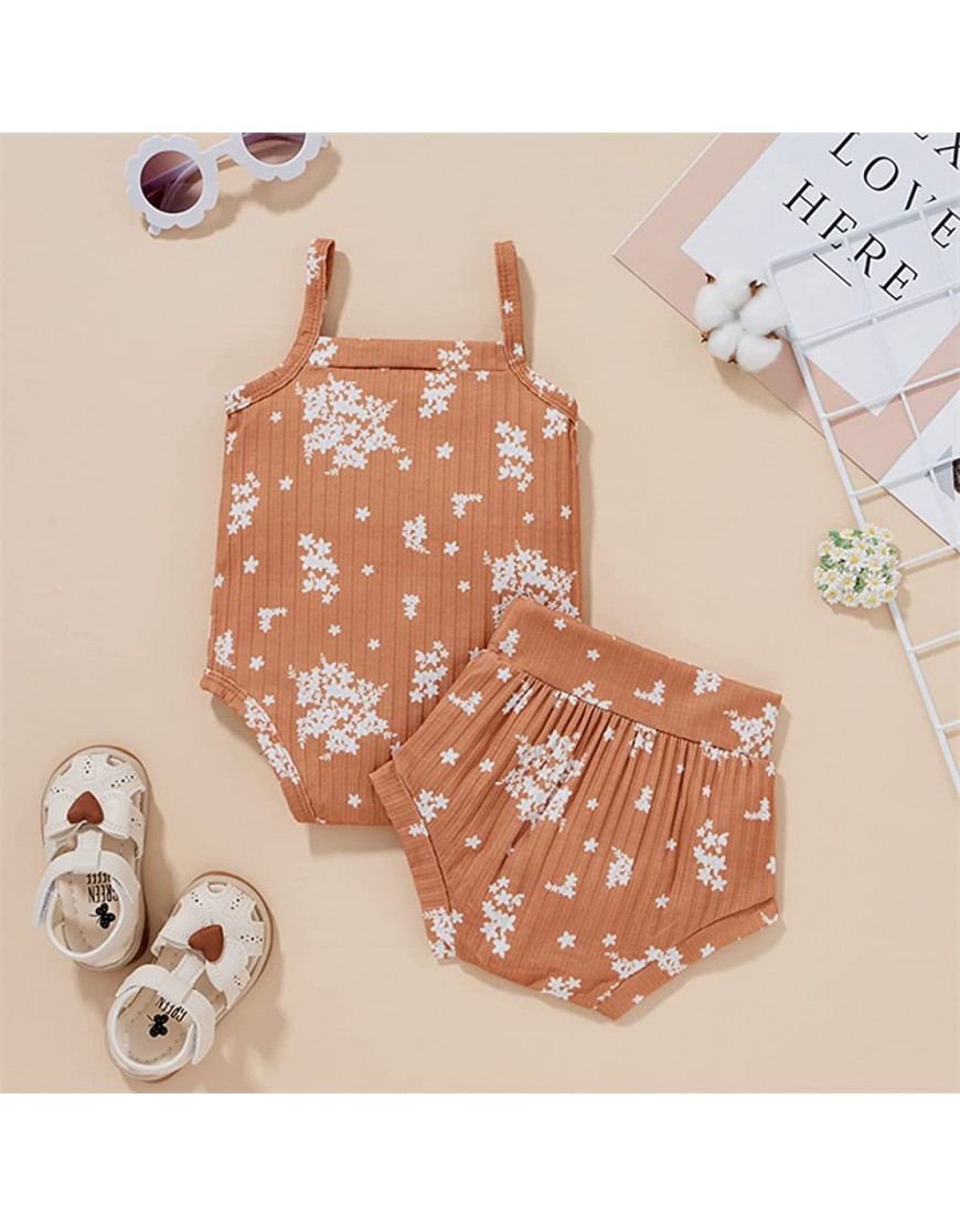Newborn Baby Girl Tank Top Romper+Shorts Outfit Cute Summer Clothes Set Chocolate - BWV0CWXET