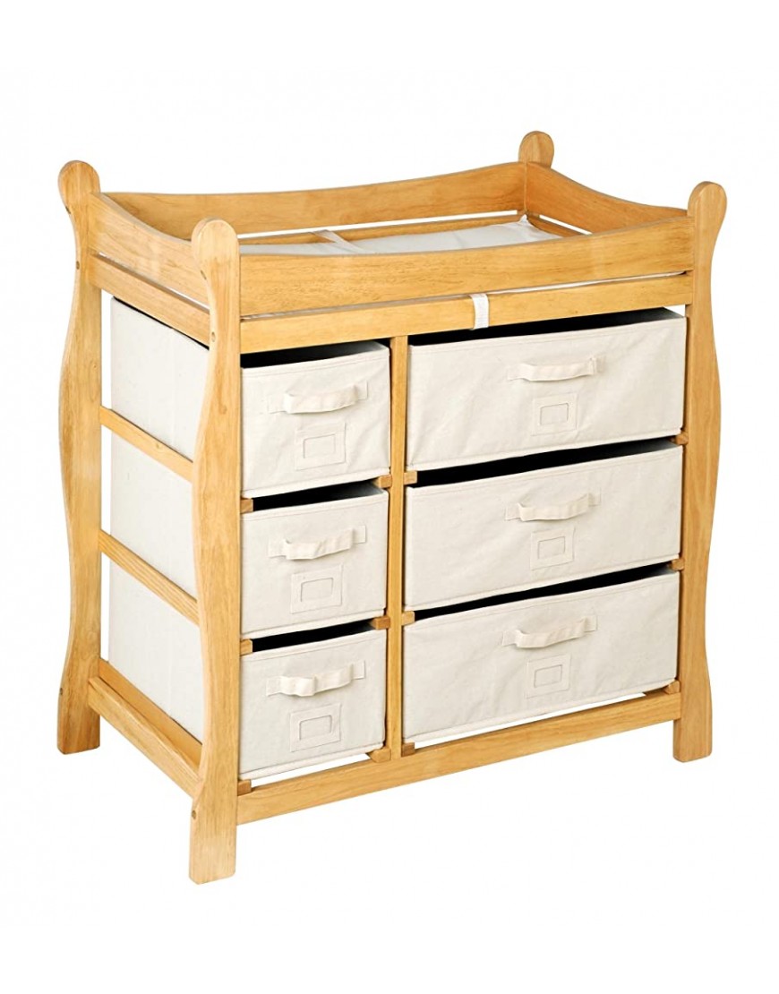 Sleigh Style Baby Changing Table with 6 Storage Baskets and Pad - BJ0LE1WMC