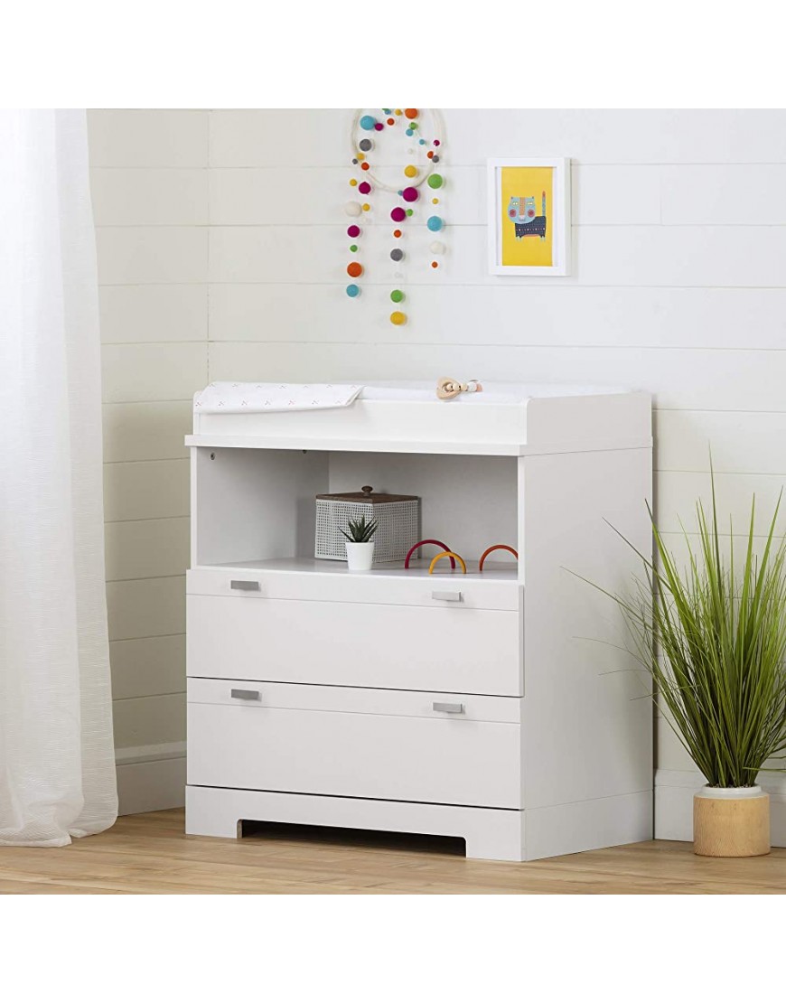 South Shore Reevo Changing Table and Dresser with Drawers Pure White - BFW6GJ638