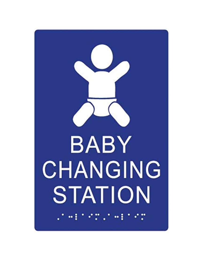 STOPSignsAndMore ADA Compliant Baby Changing Station Restroom Sign 6x9 Blue | 1 32" Tactile Copy Images on 1 8" Acrylic - BYR2R5XA0