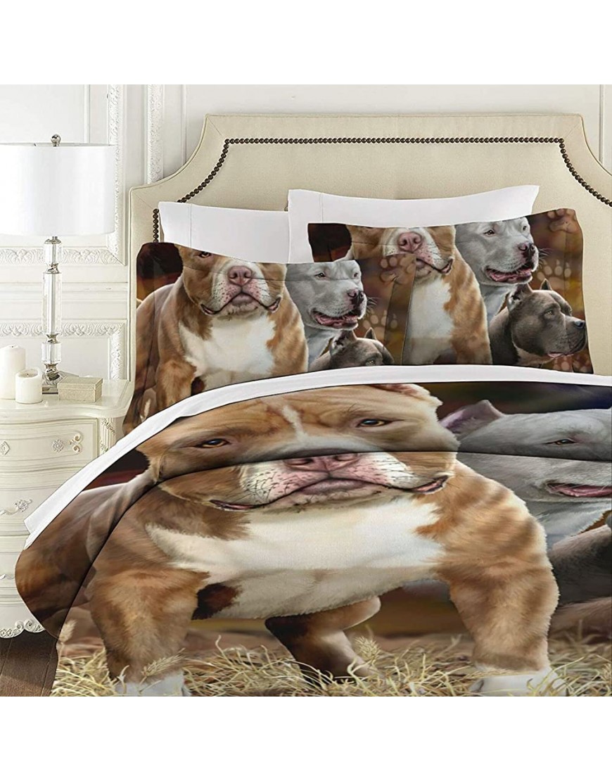 American Bully Pitbull Bedding 3pcs Bedding Set Duvet Cover Set Soft Twin Bed Sets No Comforter Gift for Boys Girls Adult - B5GKINZIF