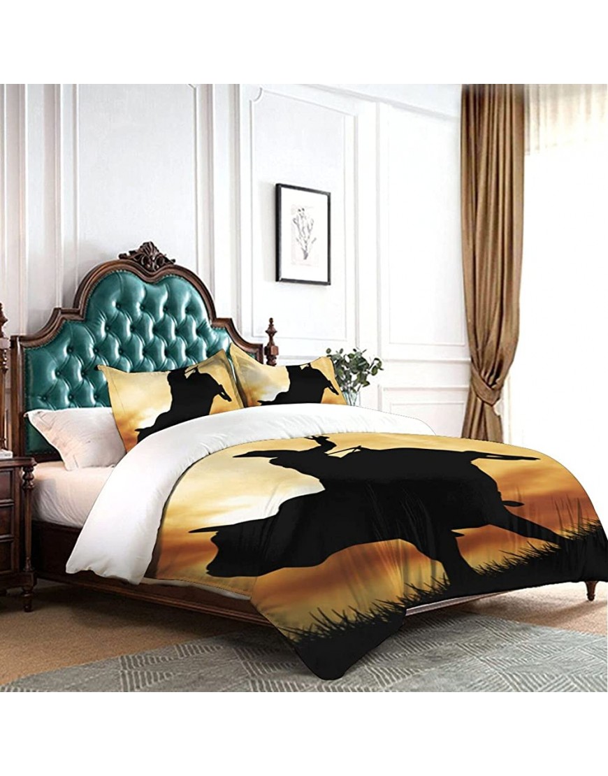 Bull Rider Silhouette at Sunset Bedding 3pcs Bedding Set Duvet Cover Set Soft Twin Bed Sets No Comforter Gift for Boys Girls Adult - BOYIV58W7